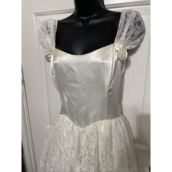VTG GUNNE SAX Jessica McClintock Ivory Wedding Bridal Dress Size 11 See Measure - Picture 3 of 15